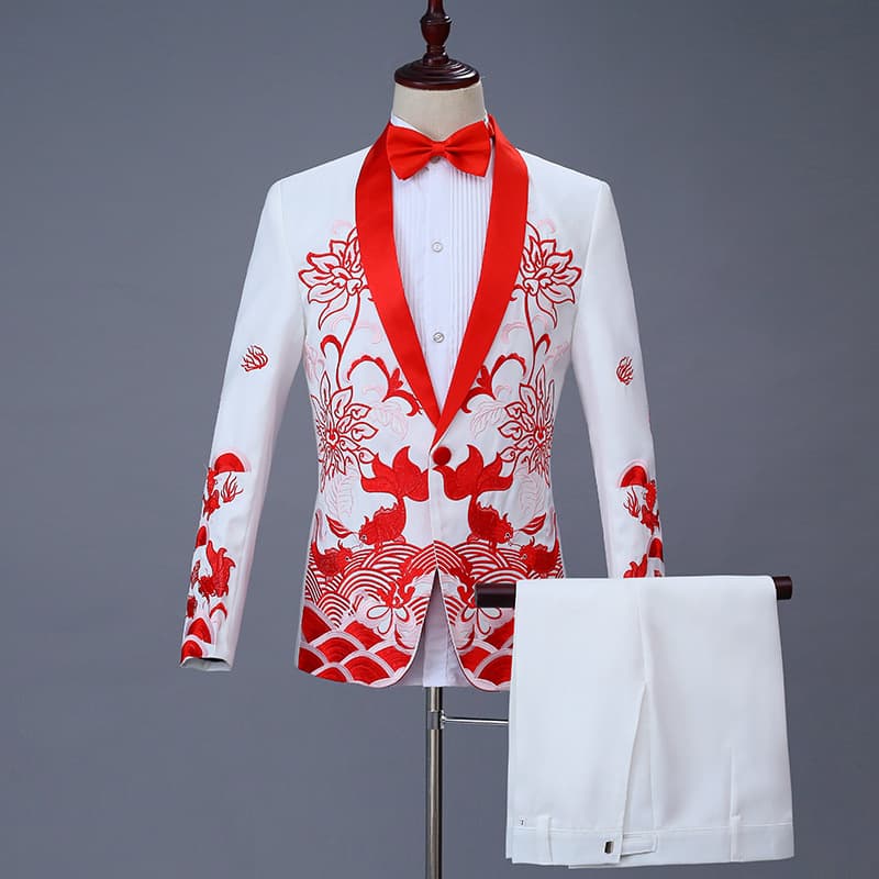 CT Performance Men's Suit Set Chinese Style Adult Wedding Singer Stage Choir Host Costume Formal Wear