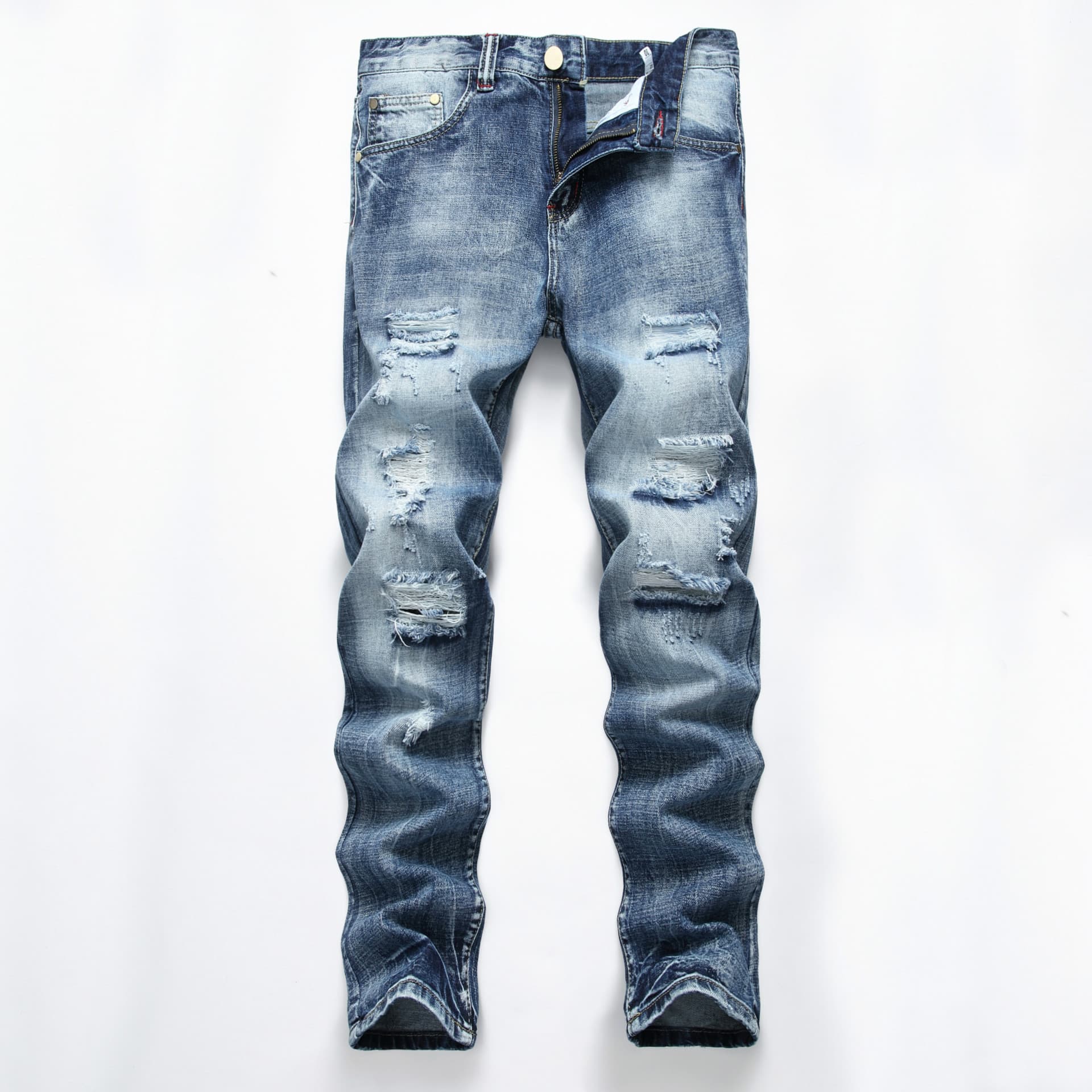 Men's Clothing Jeans Men's Ripped Fashion Slim Trend Straight Men's Jeans