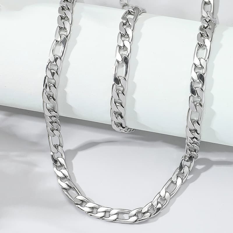 Collier et bracelet Figaro en acier inoxydable pour hommes, simple, de haute qualité, à la mode, bijoux tendance simples
