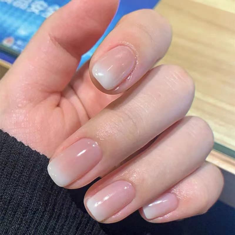 Sweet, gentle, light pink gradient European wearing armor, simple and pure desire Instagram style fake nail product