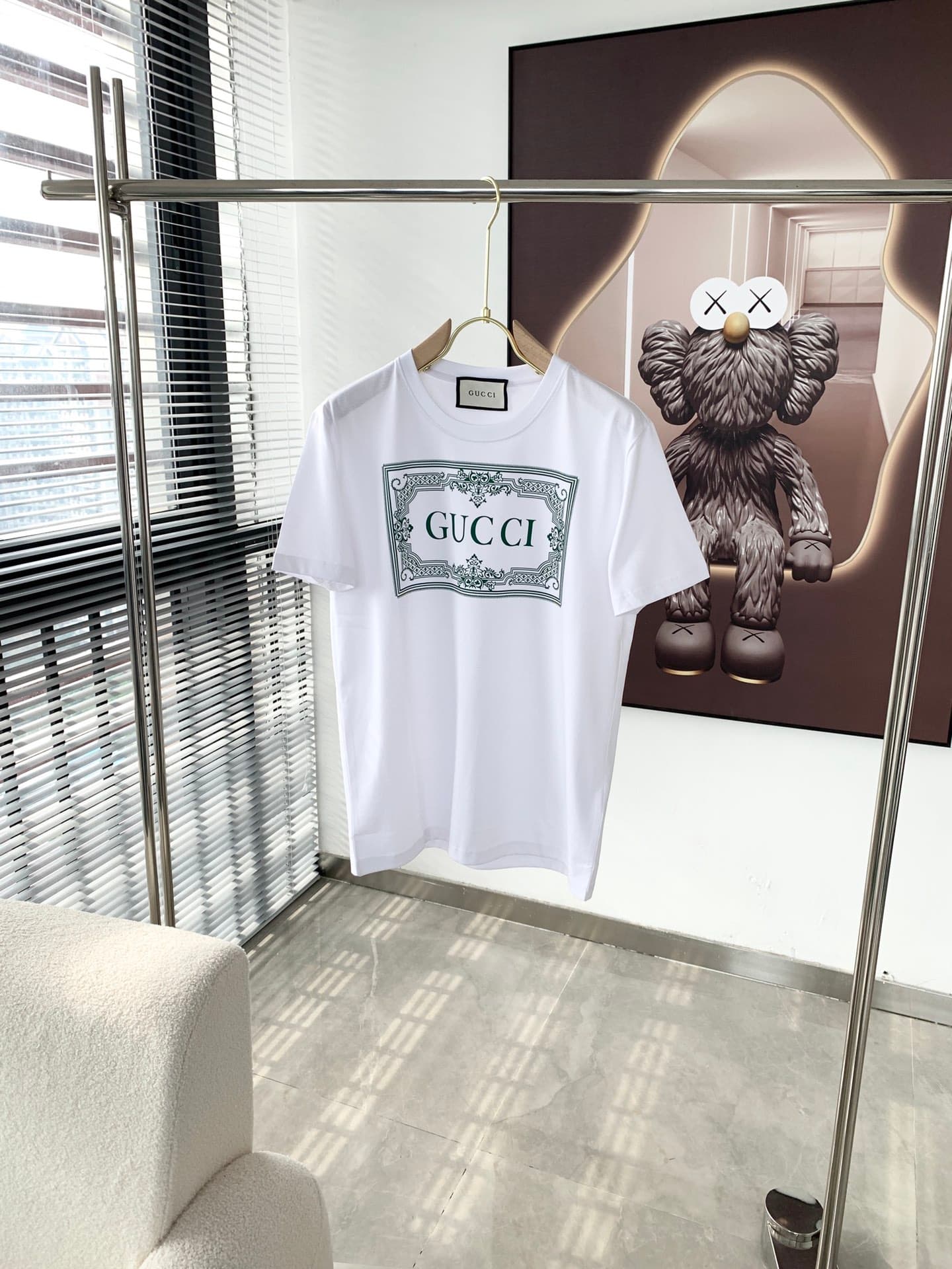T-shirt homme GUCCI à manches courtes et col rond en coton, style streetwear décontracté, haute qualité, nouveauté.