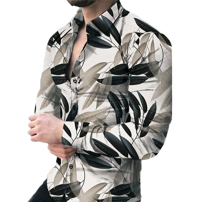 Chemise décontractée à manches longues et imprimé numérique pour homme, nouvelle collection 2024