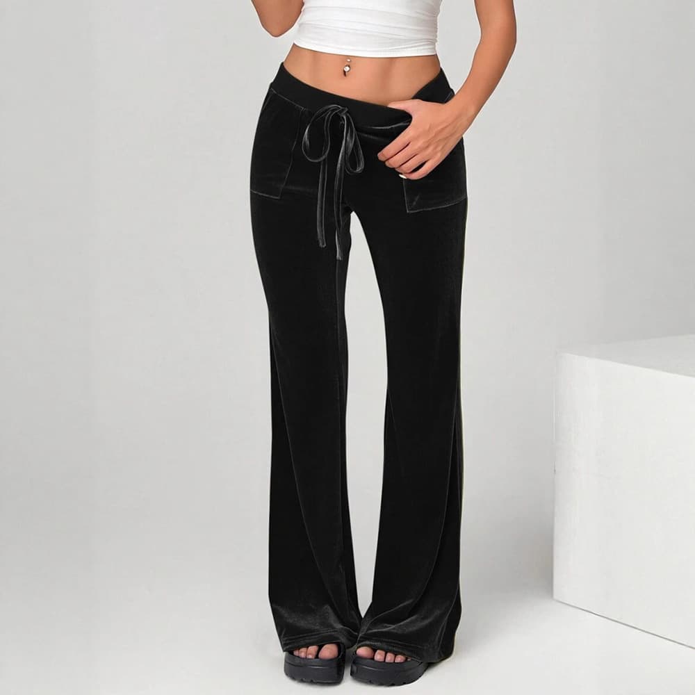 Fall/Winter Velvet Flare Pants – Slimming High-Waisted Office Pants (S-XXL, Black/Grey/Burgundy/Brown)​