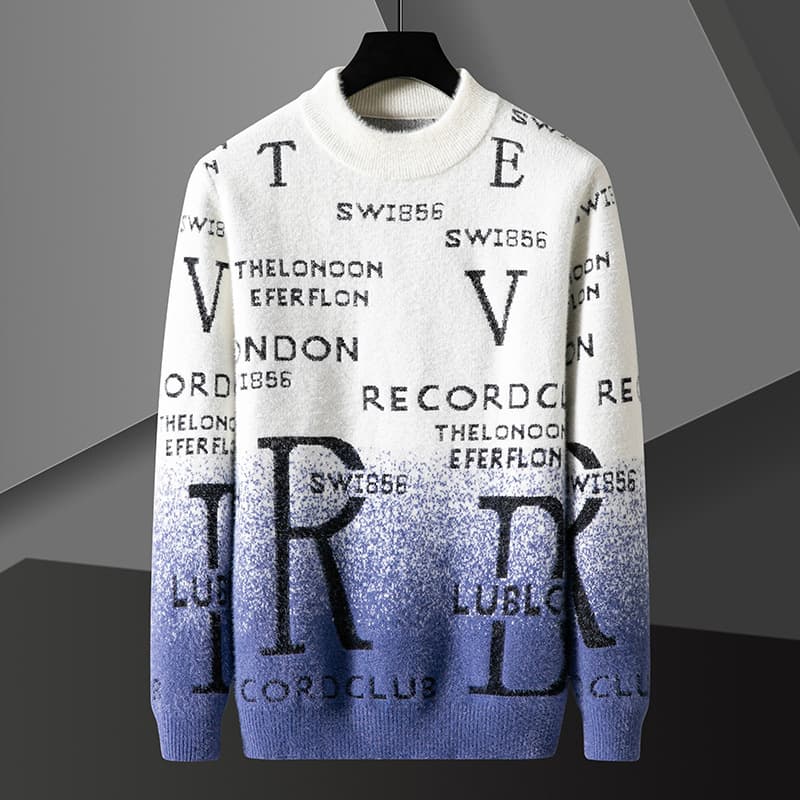 ​Men's Casual Knit Sweater - Warm Fleece-Lined Pullover With Roll Neck For Autumn & Winter​