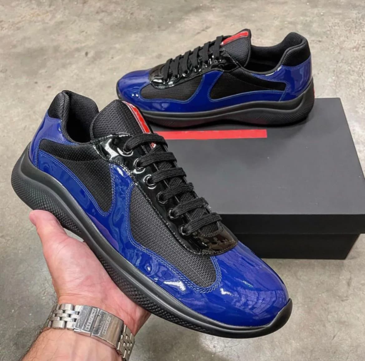 Chaussures basses en cuir style décontracté pour la maison, style America Cup Black Box P, bout rond, polyvalentes