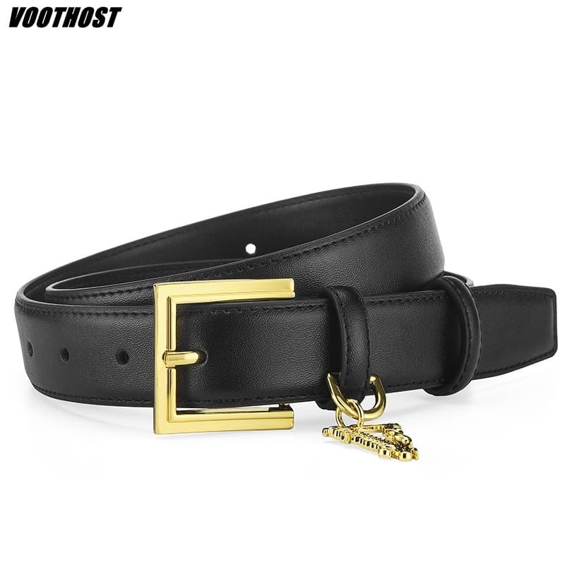 VOOTHOST New Women Belt Genuine Leather Brand Designer Pin Buckle Fashion Fine Jeans Dress Waistband Girl High Quality Belts V0218
