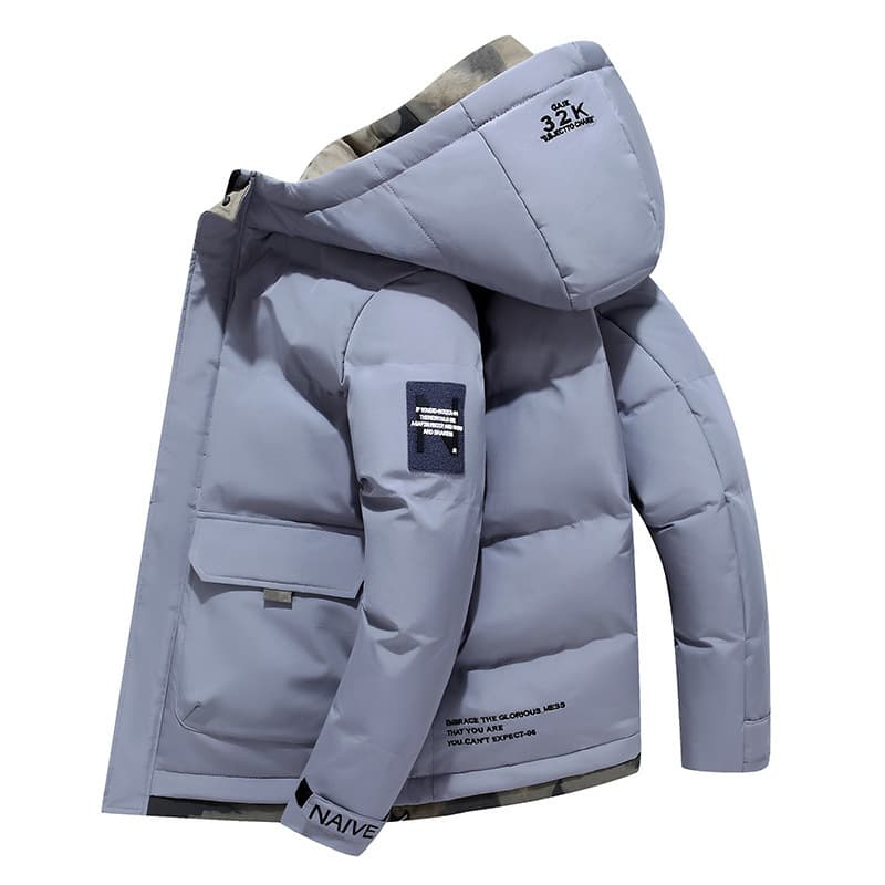 Men's Winter Hooded Puffer Jacket Slim Fit Short Coat Lightweight Warm Quilted Polyester Outerwear For Daily Streetwear​