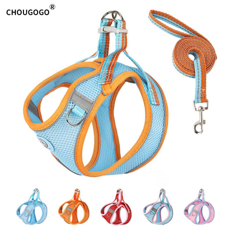 Pet Products New Mesh Pet Chest Harness Breathable Reflective Dog Leash Color Matching Cat Leash Dog Leash Pet Supplies