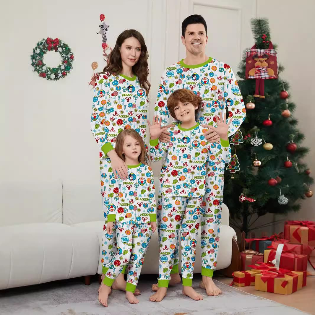 Christmas Deer Snowman Snowflake Christmas family dress printed homewear pajamas