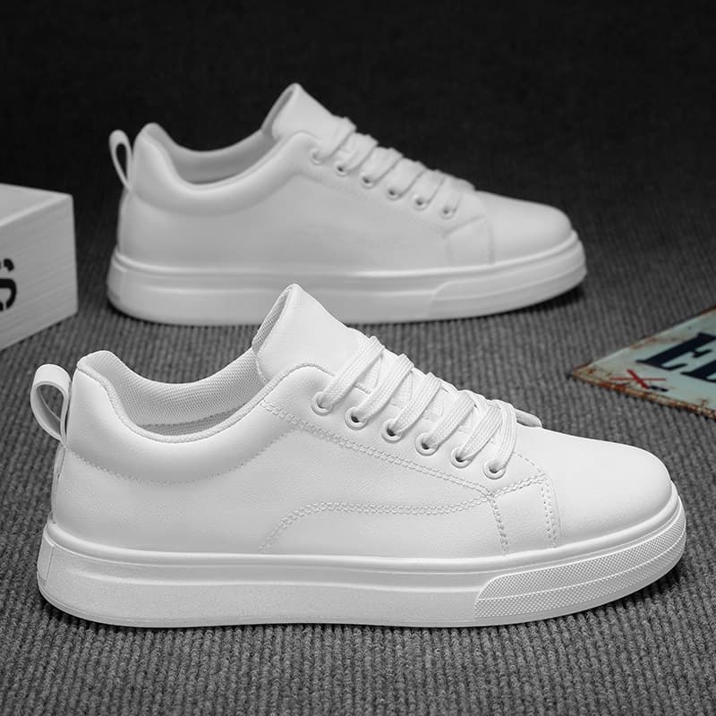 High Quality Men's Sneakers Light PU Leather Casual Shoes For Men Lace Up Flats Luxury White Black Tenis Shoes Zapatillas Hombre