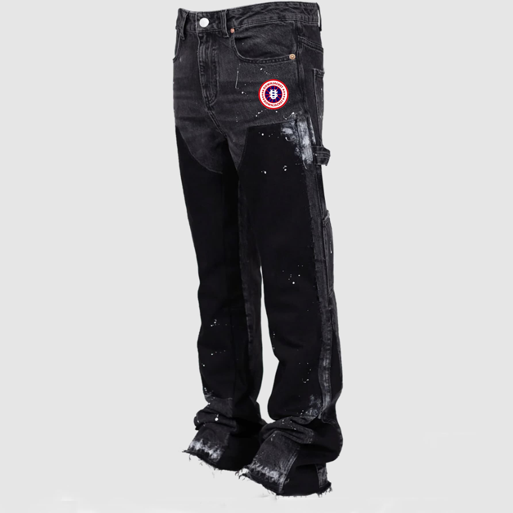 Men's Clothing European And American Men's Y2K Patchwork Painted Street Fashion Circular Logo Print Straight Leg Jeans