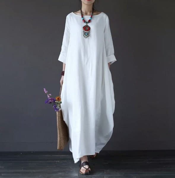 2023 Spring New Loose Cotton Hemp Long Dress