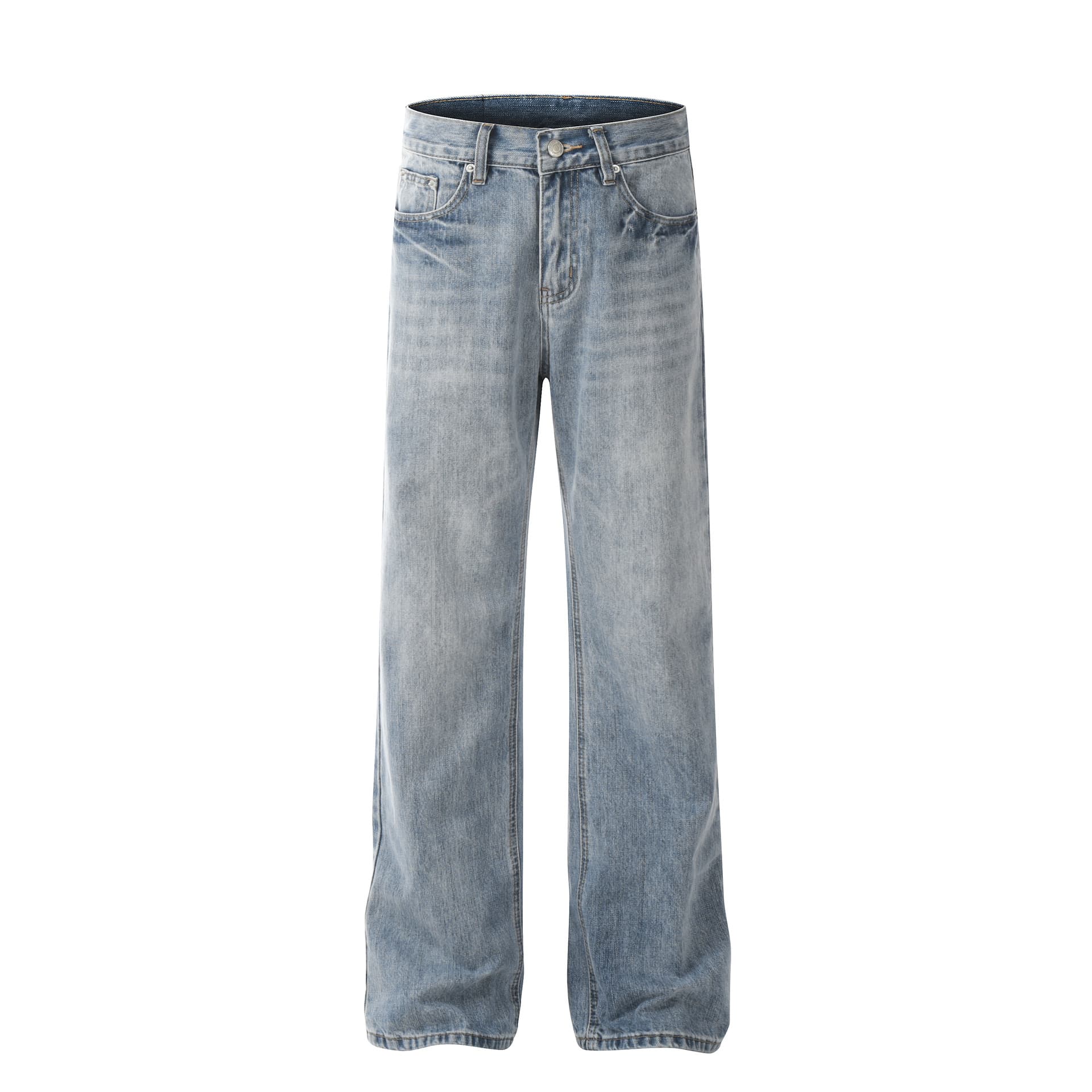 Men's Clothing Retro Neutral High End Street Trend Water Wash Blue Design Slim Men's Flared Casual Jeans