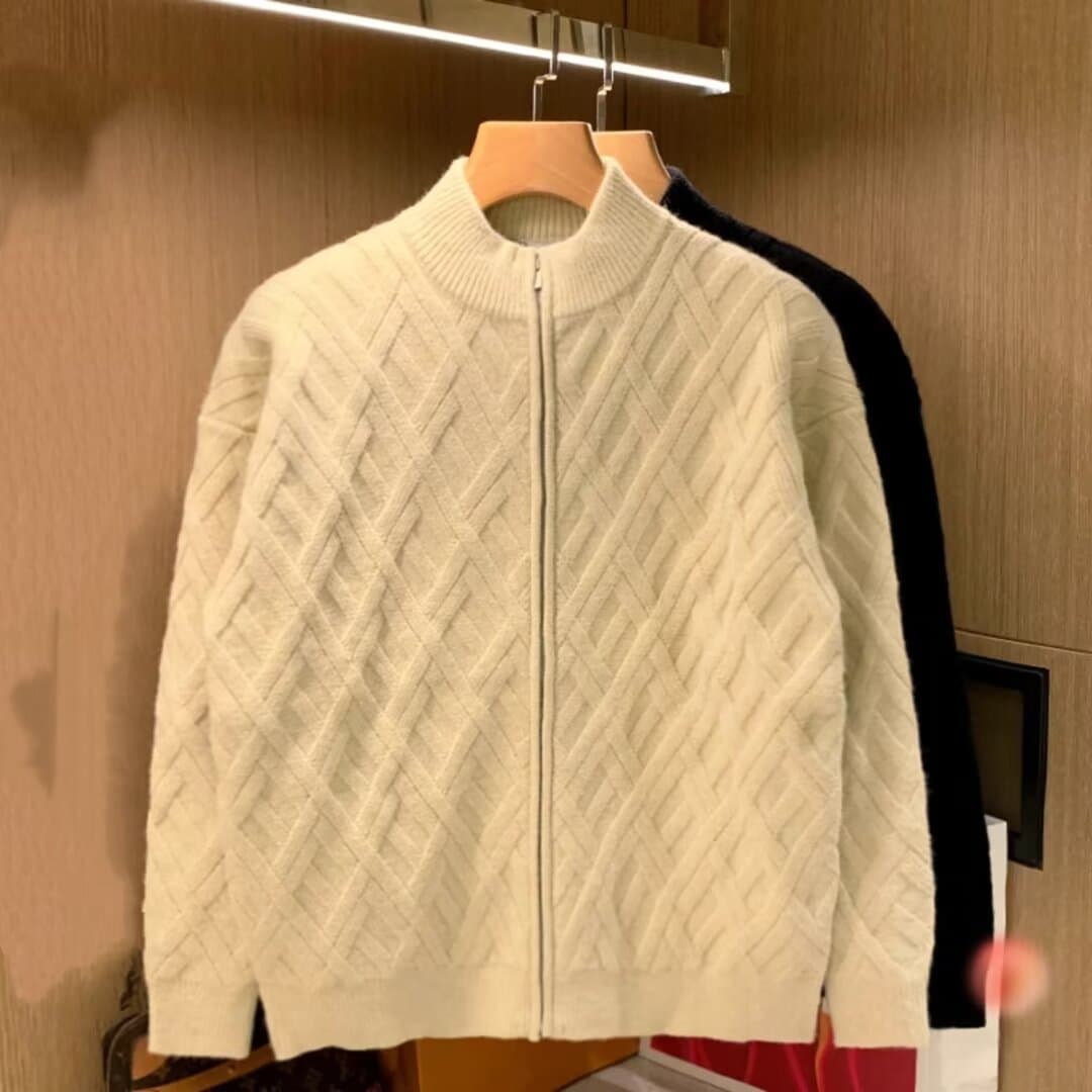 Men's Clothing Winter New Cardigan Sweater Men's Handsome Stand Collar Knitted Sweater Loose Casual Tops Jacket