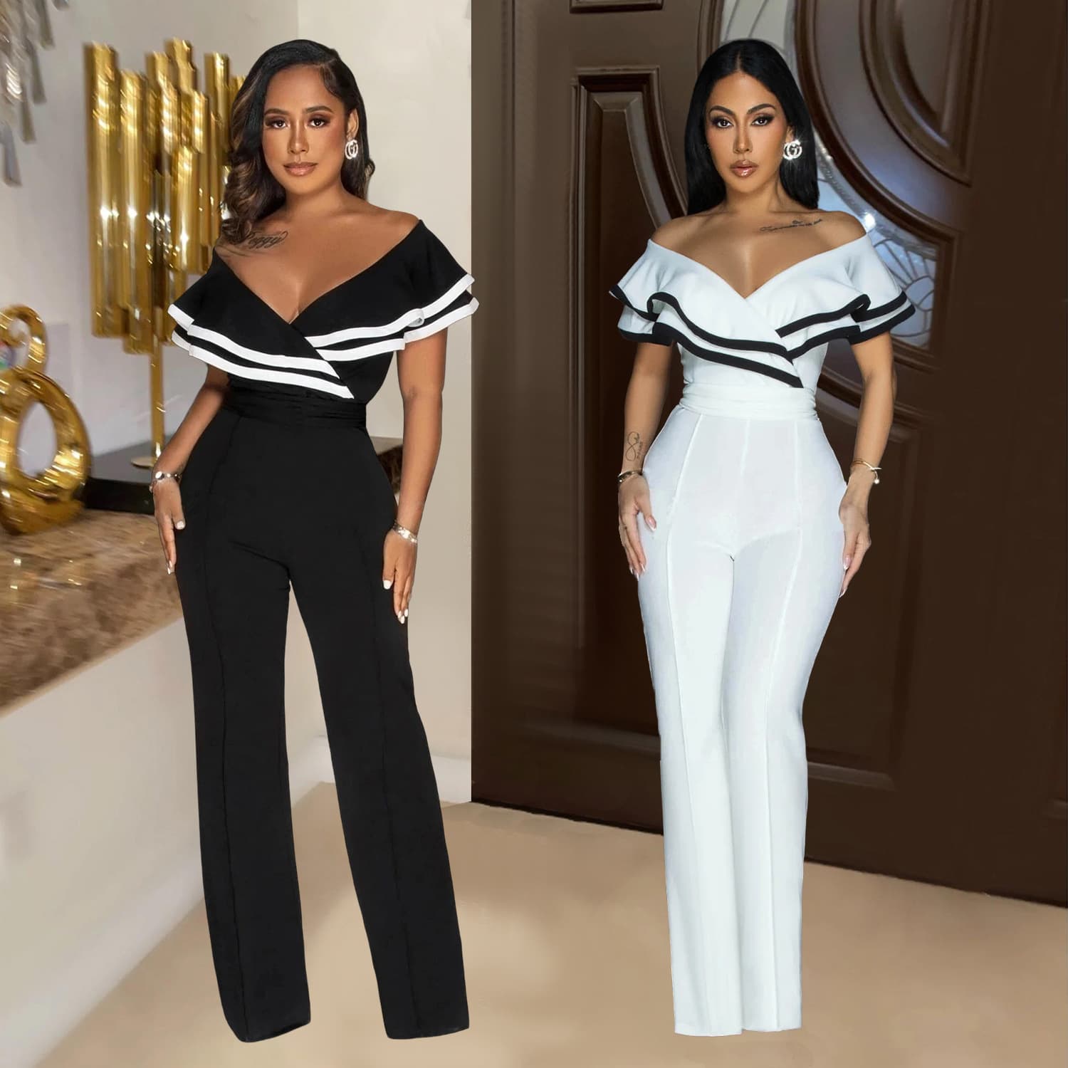 Women’s Clothing Fashion Women's Sleeveless Deep V Jumpsuit Solid Color New