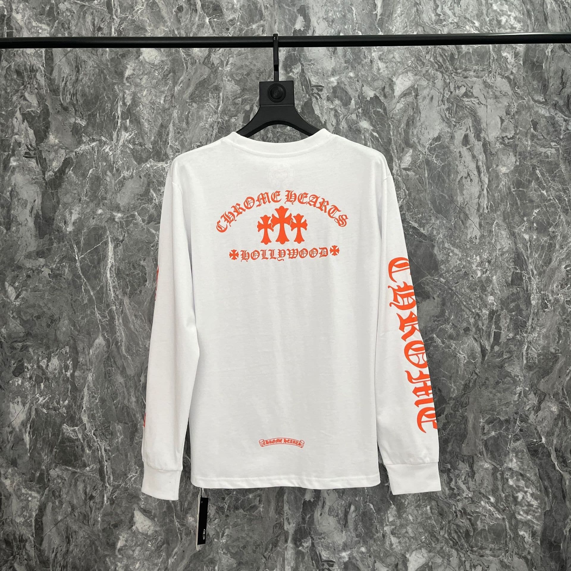 T-shirt à manches longues Chrome Hearts style fer à cheval – Coton premium, imprimé croix gothique, t-shirt streetwear graphique unisexe multico