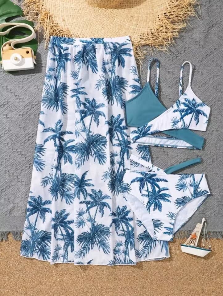Women's Sexy Middle and Large Children Three-piece Set Printed Split Bikini Girls Manufacturer Wholesale