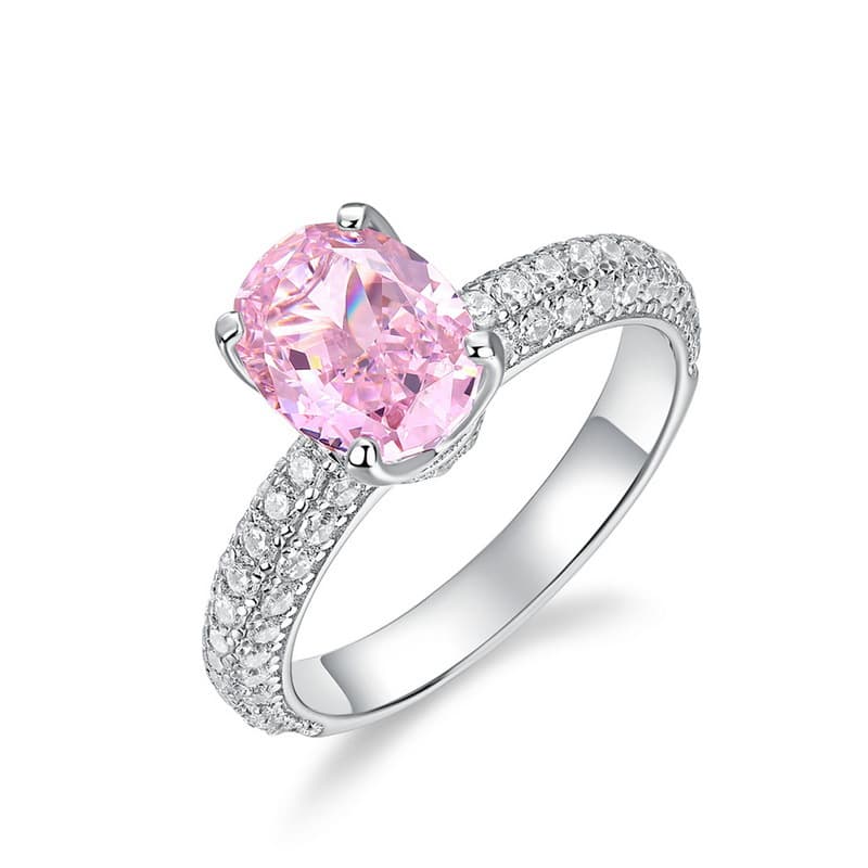 Willson's New S925 Silver High Carbon Diamond Ring Simple Egg Shaped 4 Carats Fashion Simple Silver Ring Ins