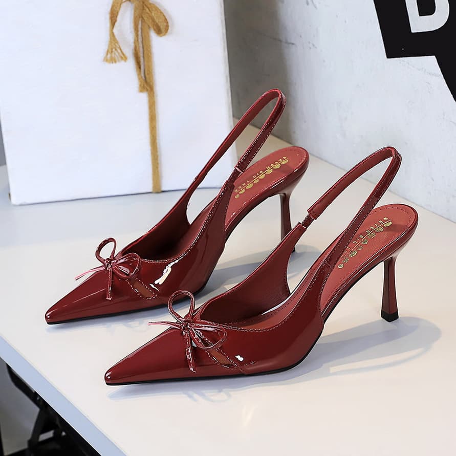 Elegant Women's Pointed Toe Hollow Bow Stiletto Heels - Patent Leather Dress Pumps For Parties & Evening Occasions (Sizes 34-43, Colors Available)