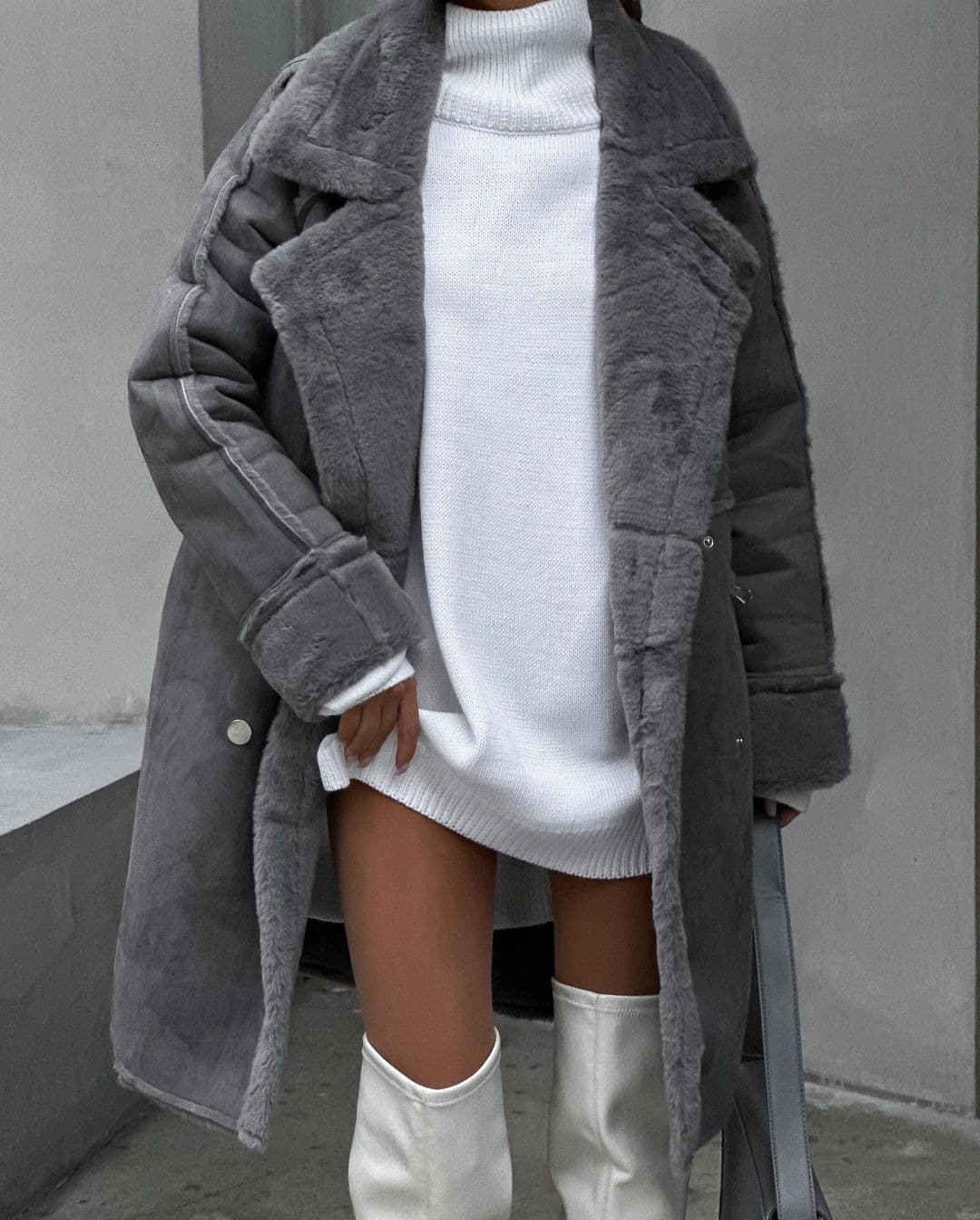 Women'S Furry Suede Coat Suit Collar Long Cardigan Long Sleeve Plush Jacket