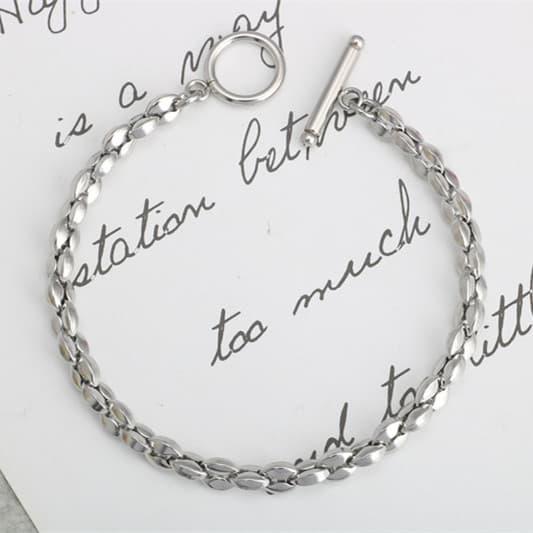 Fashion Personality Hip-Hop One-Word Titanium Coffee Bean Necklace Stainless Steel Yuanbao Chain OT Buckle Unisex