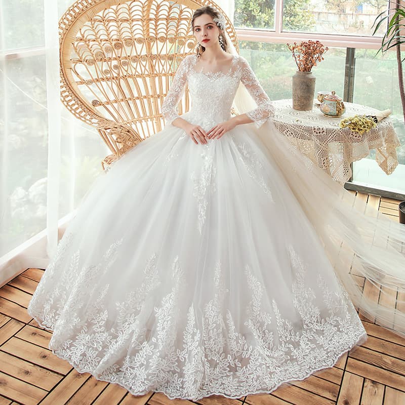Women's Wedding Dress Bride Forest Style One-shoulder Long-sleeved Super Fairy Dream Dress Light Princess Gauze Skirt Spring And Winter