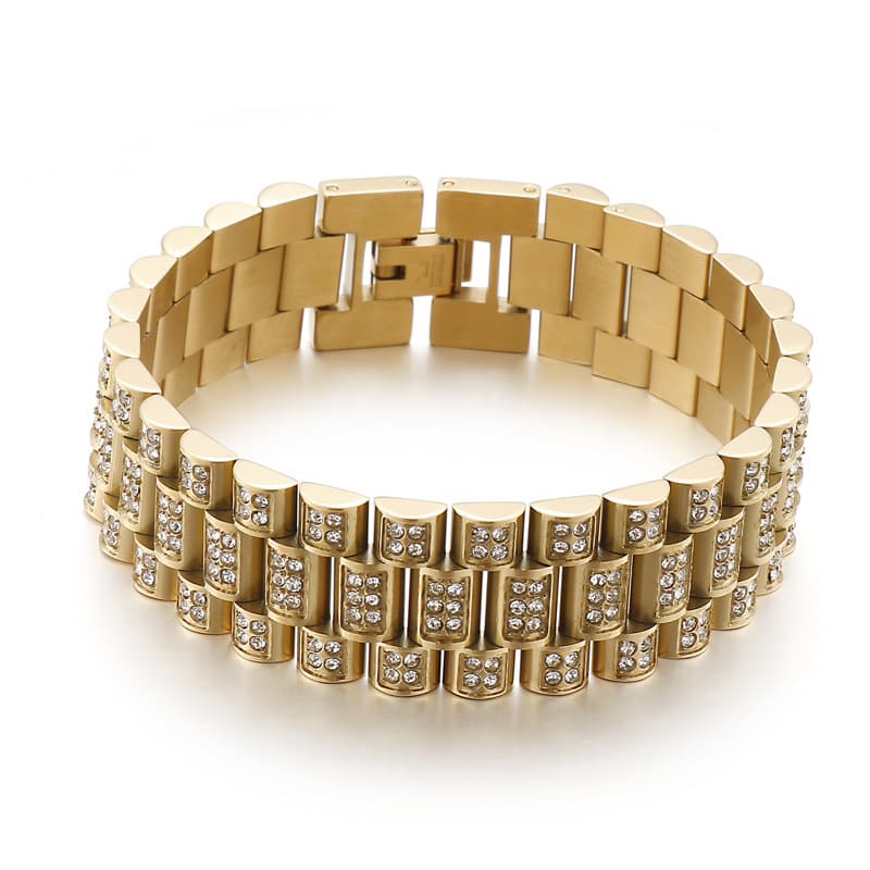 Men's Jewelry Personality Creative HipHop Tank Diamond Inlaid Men's Hip Hop Titanium Steel Bracelet