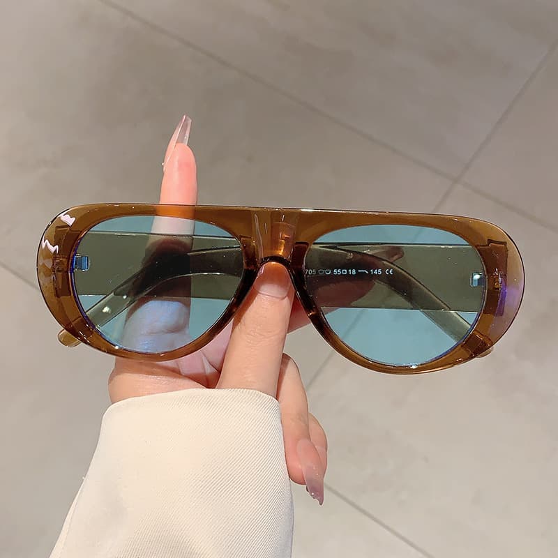 Sunglasses Men's And Women's 2024 New Outdoor Riding Driving Street Shooting Concave Shape Simple Versatile Anti-ultraviolet Sunglasses