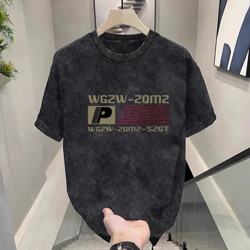 T-shirt à manches courtes délavé et vieilli pour homme, nouvelle tendance ample, été 2024