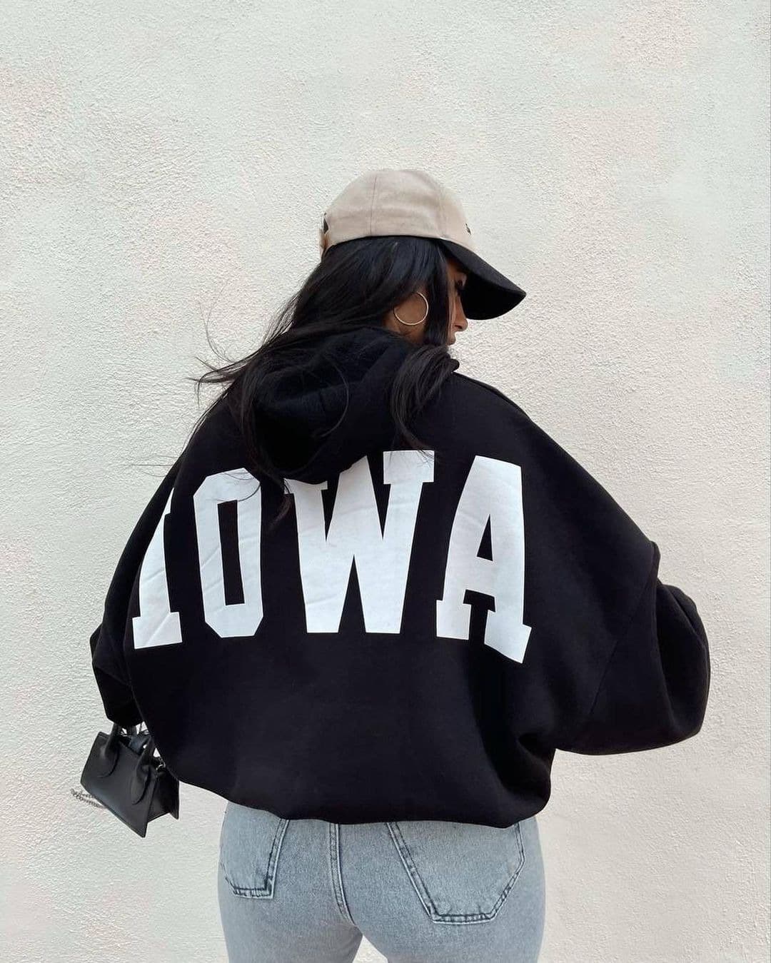 Women's Printed Plain Letter Hoodie