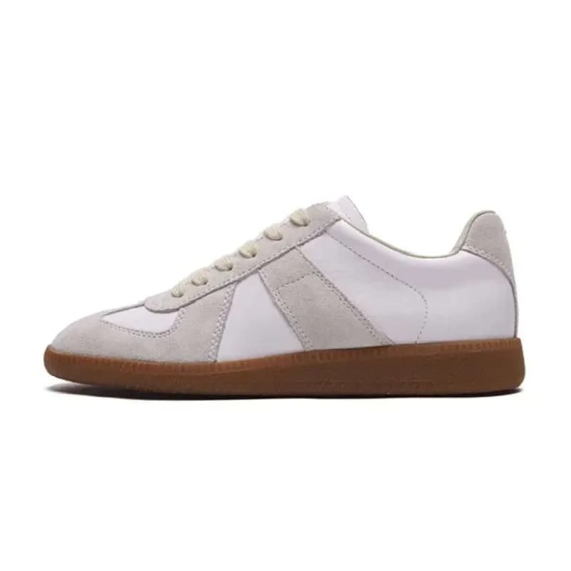 M6 Genuine Leather Color Matching Casual German Training Men's Women's Flat Bottomed Round Toe Board Shoes, Fashionable