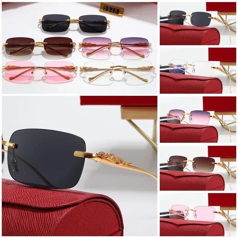 Designer Sunglasses for Women Rimless Panther Sunglass Mens Polarized UV Protection Carter Sun Glasses Vintage Driving