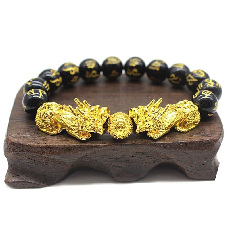 Shuosbai Feng Shui Amulet Bracelet Pi Xiu Charm Mantra Bead Lucky Wealthy Bangle Gift