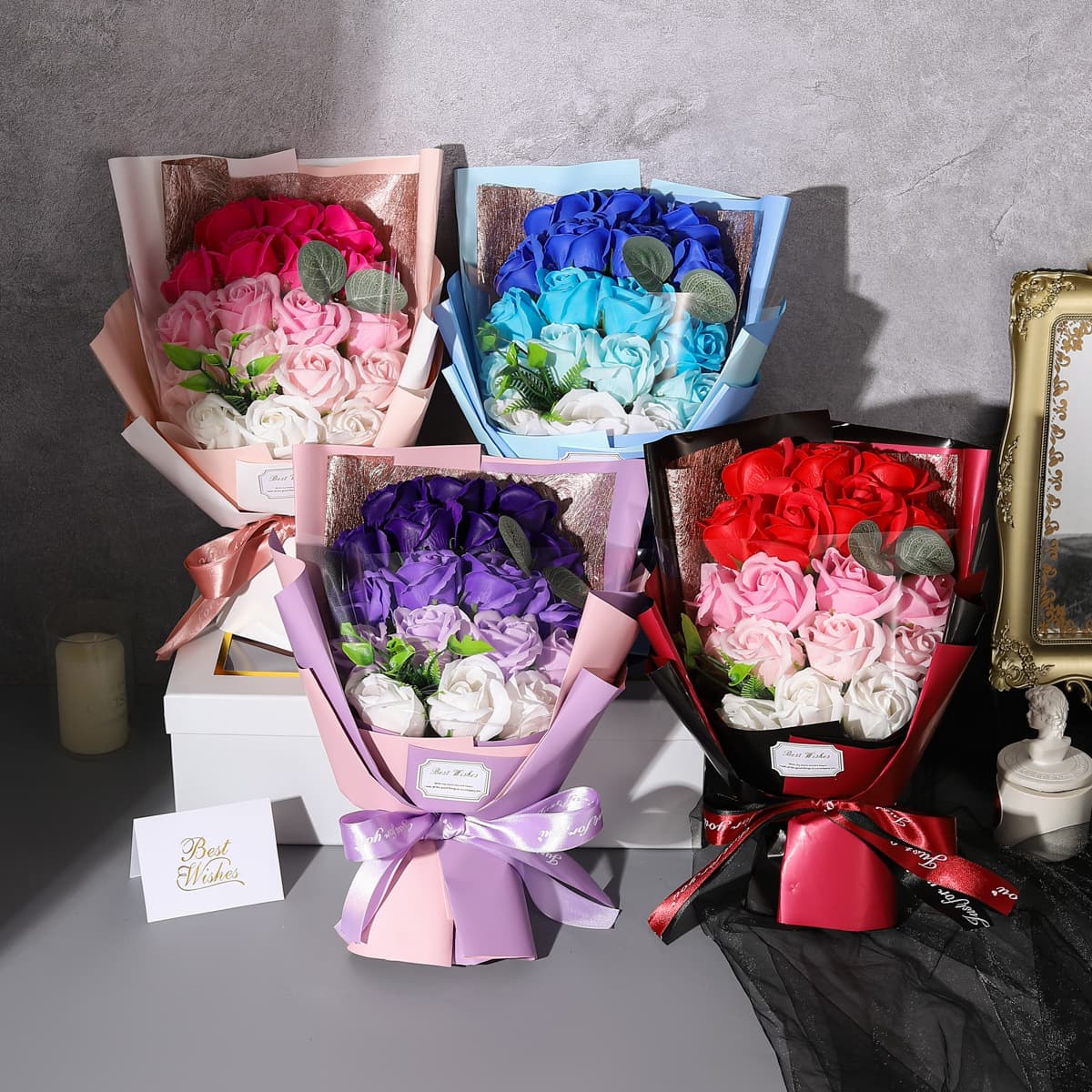 Unisex Soap Flower 18 Rose Soap Bouquet Gift Box Valentine's Day Christmas Gift Birthday Gift Simulation Flower