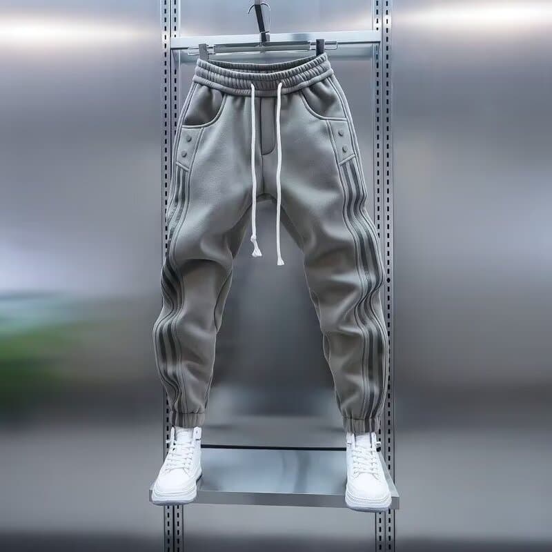 Men's Clothing Casual Jogger Pants With Elastic Waist & Drawstring Cuffs - Striped Slim-Fit Sweatpants For Spring & Autumn (Black/Green)