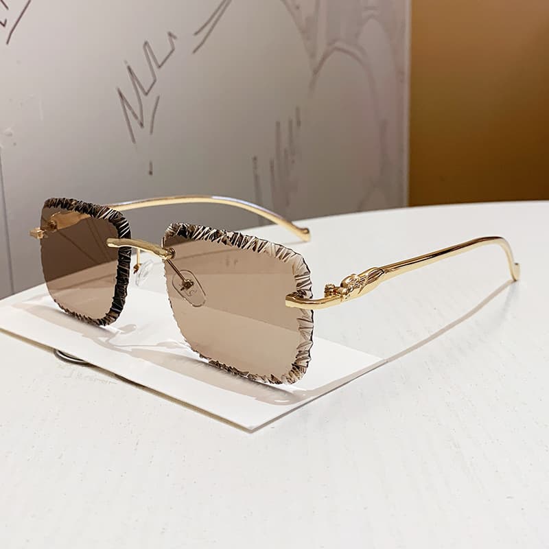 Kajia's New Cross-border Fashion Metal-style Frameless Square Floral Lens Light Luxury Kajia Trendy Sunglasses