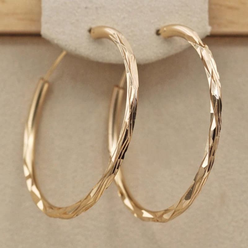 Accessories Gold-Plated Diameter 1.4inch Large Circle Exaggerated Earrings Geometric Concave-Convex Style Women's Ear