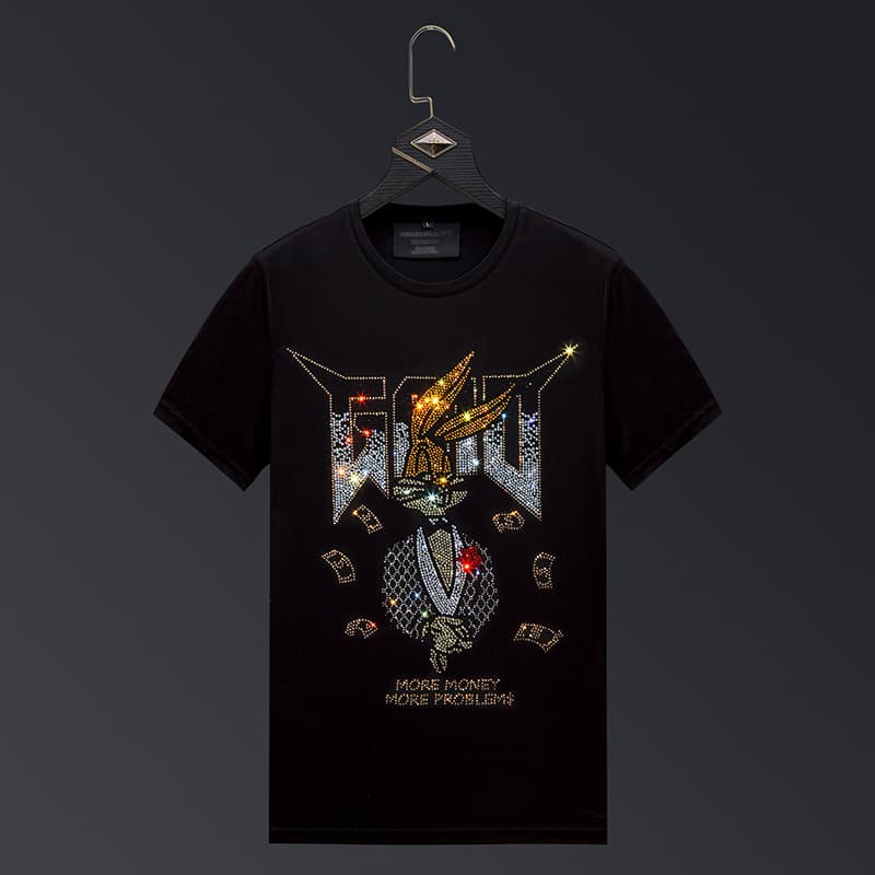 2024 New T-shirt Hot Diamond Rabbit Short Men's Brand Trendy Summer Casual Half Sleeve Large Size Slim Fit