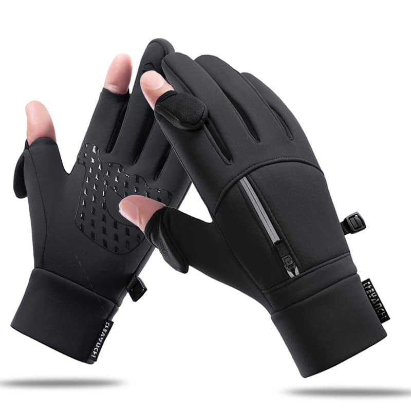 Unisex Cycling Gloves Men's Autumn And Winter Outdoor Cycling Non-slip Two-finger Touch Screen Thickened Fishing Cycling Gloves