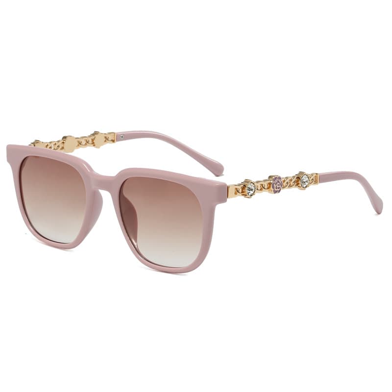 25 New Vintage Versatile Camellia Diamond-embellished High-end Chanel-style Women's Sunglasses, Cross-border UV