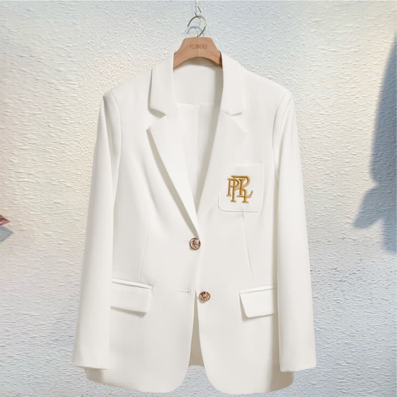 Women's Clothing White College Style Slim High End Small Fashion Suit