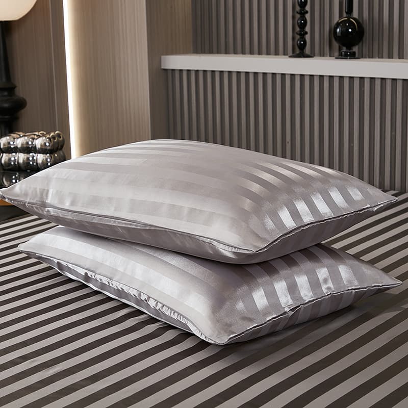 Striped Silky Satin Pillowcase Without Filler For Queen 1PC