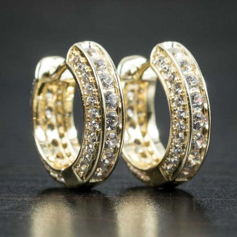 Cao Shi Couple's Full Of Zircon Gold Men's Ear Buckles, Korean Version Unisex Earrings Are Hot Selling