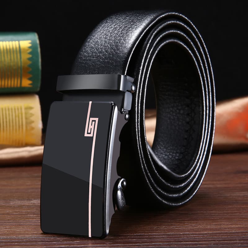 Men's Acrylic Automatic Buckle Belt Business Automatic Hemming Men's Belt Men's Belt