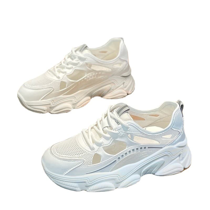 Little white shoes for women 2024 new spring and summer breathable mesh shoes casual sports fashion dad shoes lightweight women's shoes