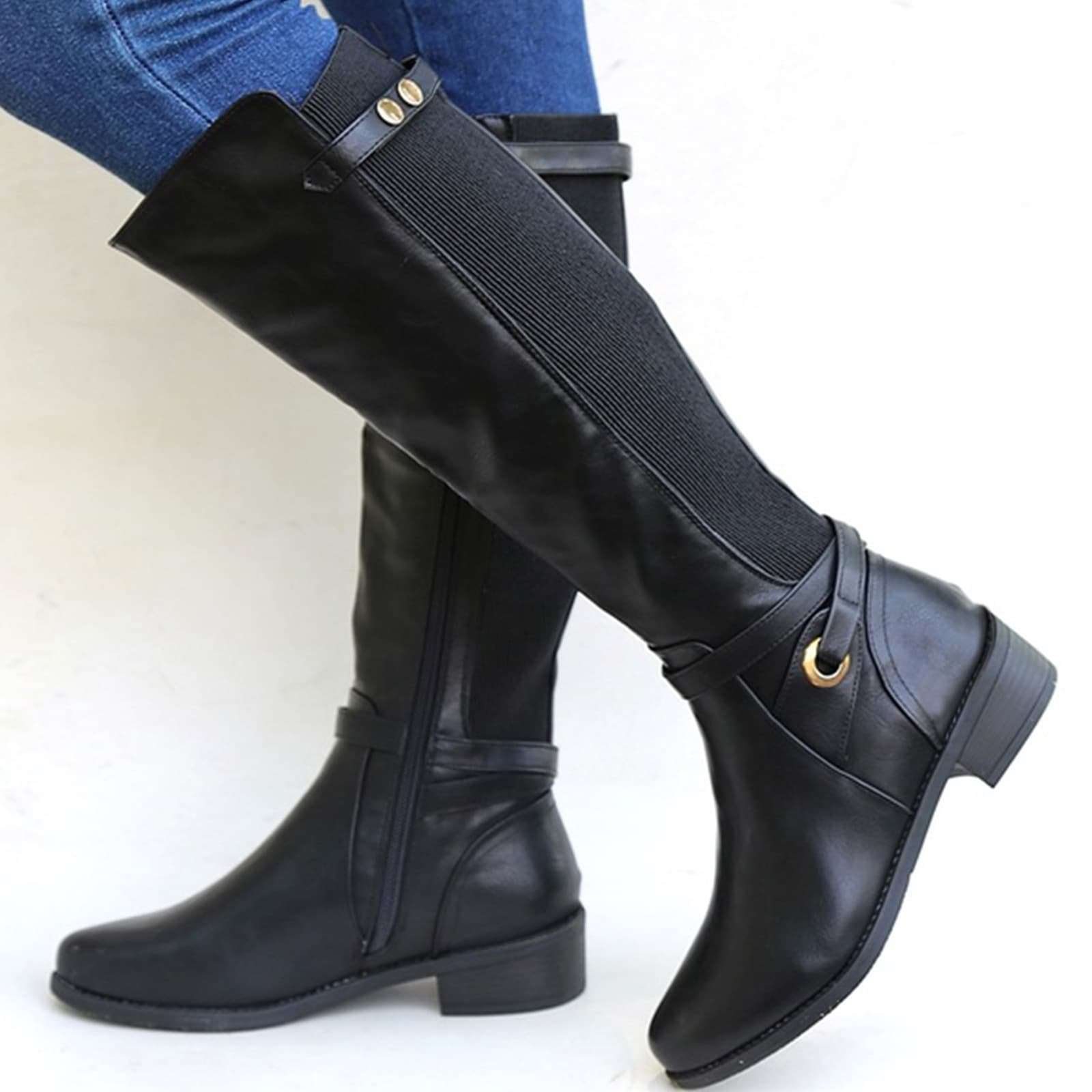 New rider boots with round head side zipper buckle