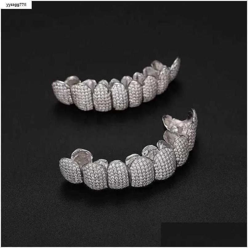 Grillz Dental Grills Mouth Exclusive Customization Moissanite Teeth Iced Out Hop Sier Decorative Braces Real Dia Bg