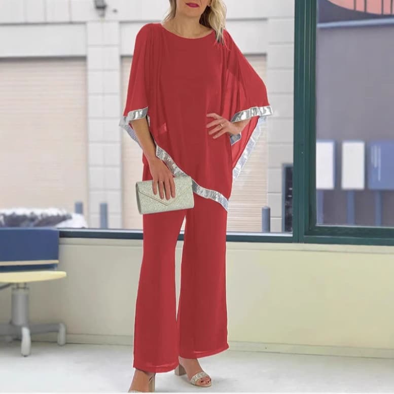 Women's Clothing Autumn New Sequin Exquisite Round Neck Suit