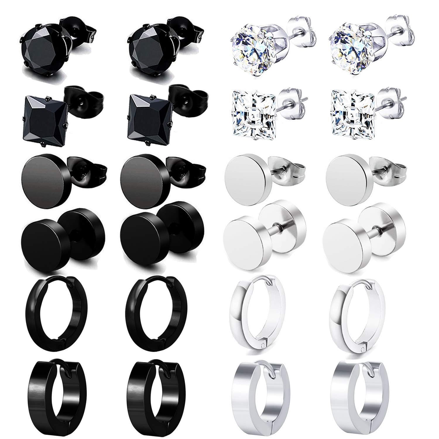 Men's Jewelry Titanium Steel Stainless Steel Combination Set Earrings Earrings Coil Earrings Hanging Pendant Ear Buckle