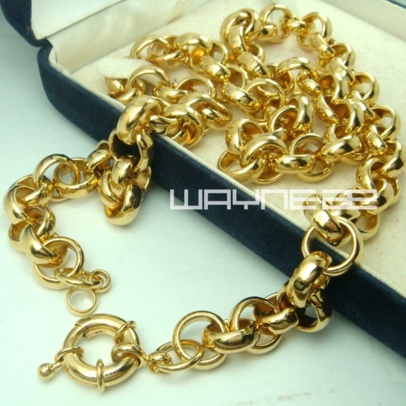 Belcher Bolt Ring Link Mens Womens Solid Necklace Jewllery 11mm Band Width N221